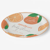 リトルかわいこちゃんモダンオレンジベイビーシャワー ペーパープレート (アングル)