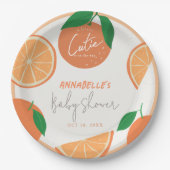 リトルかわいこちゃんモダンオレンジベイビーシャワー ペーパープレート (正面)