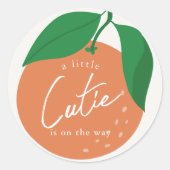 リトルかわいこちゃんモダンオレンジベイビーシャワー ラウンドシール (正面)