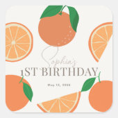 リトルかわいこちゃんモダンオレンジ誕生日 スクエアシール (正面)