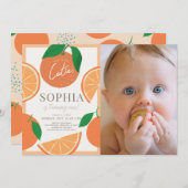 リトルかわいこちゃんモダンオレンジ1stバースデーフォト 招待状 (正面/裏面)