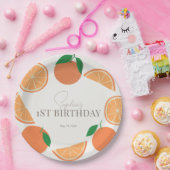 リトルかわいこちゃんモダンオレンジ&オレンジスライス誕生日 ペーパープレート (パーティー)