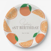 リトルかわいこちゃんモダンオレンジ&オレンジスライス誕生日 ペーパープレート (正面)