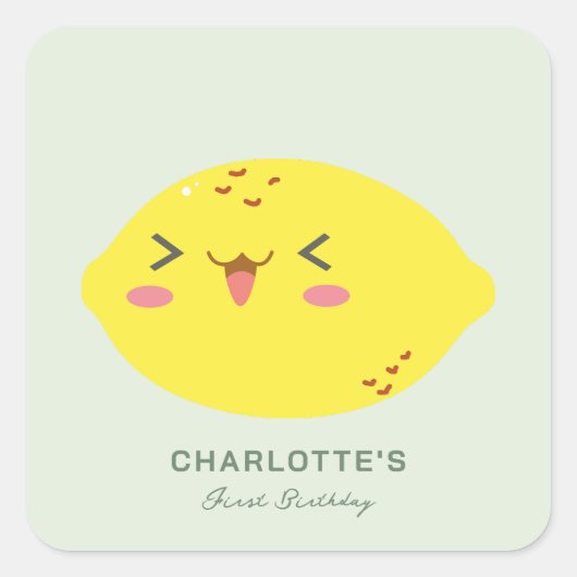 リトルかわいこちゃんレモンシトラスファースト誕生日 スクエアシール (正面)