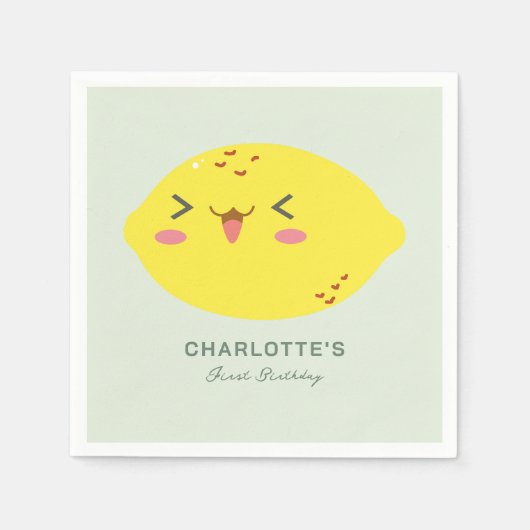 リトルかわいこちゃんレモンシトラスファースト誕生日 スタンダードカクテルナプキン (正面)