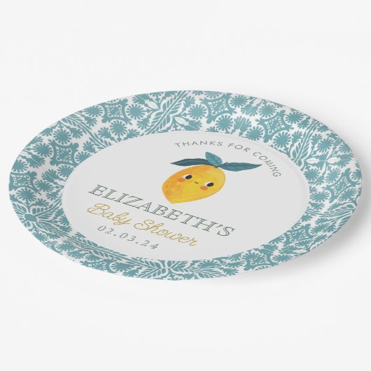 リトルかわいこちゃんレモンシトラスベビーシャワー ペーパープレート (アングル)