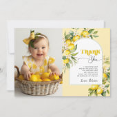 リトルかわいこちゃんレモンバースデーパーティーの感謝してい写真あなた 招待状 (正面)