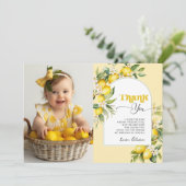 リトルかわいこちゃんレモンバースデーパーティーの感謝してい写真あなた 招待状 (スタンド正面)