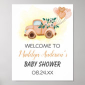 リトルかわいこちゃんヴィンテージトラックトリプレットベビーシャワー ポスター (正面)