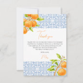 リトルかわいこちゃん地中海のタイルオレンジ色の赤ちゃんシャワー サンキューカード (正面)