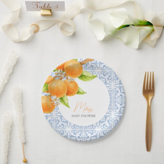 リトルかわいこちゃん地中海のタイル赤ちゃんシャワー ペーパープレート (ウェディング)