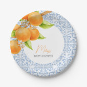 リトルかわいこちゃん地中海のタイル赤ちゃんシャワー ペーパープレート (正面)
