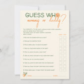 リトルかわいこちゃん推測ママまたはパパのゲームカード 招待状 (正面)