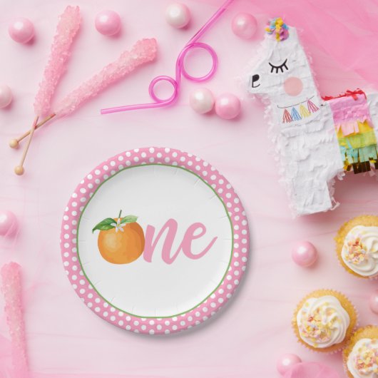 リトルかわいこちゃん最初の誕生日プレート- Pkドット ペーパープレート (パーティー)