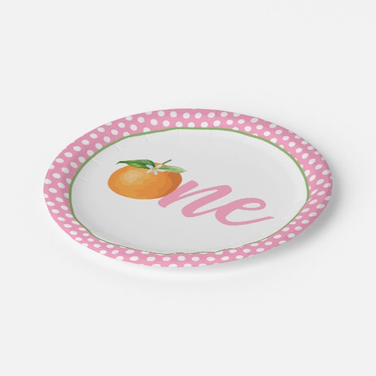 リトルかわいこちゃん最初の誕生日プレート- Pkドット ペーパープレート (アングル)