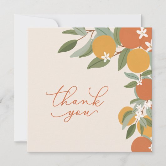 リトルかわいこちゃん柑橘系オレンジ赤ちゃんシャワー サンキューカード (正面)
