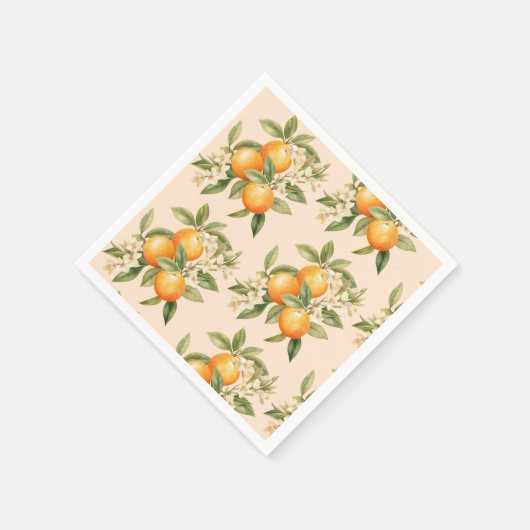 リトルかわいこちゃん柑橘系テーマオレンジ誕生日パーティー スタンダードカクテルナプキン (角)