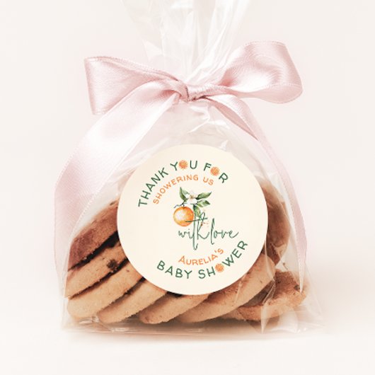 リトルかわいこちゃん柑橘系ベビーシャワーありがとうお願い ラウンドシール