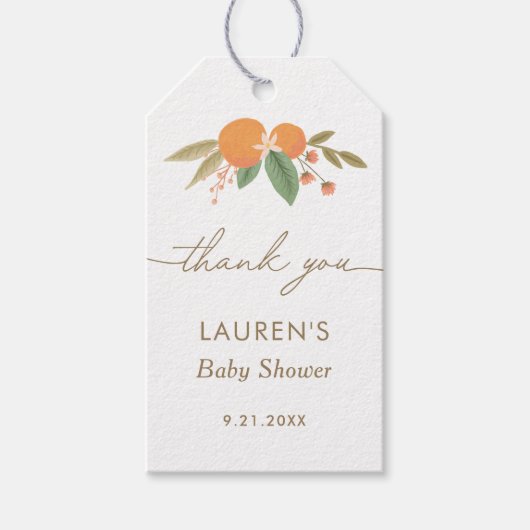 リトルかわいこちゃん柑橘系ベビーシャワー ギフトタグ (正面)