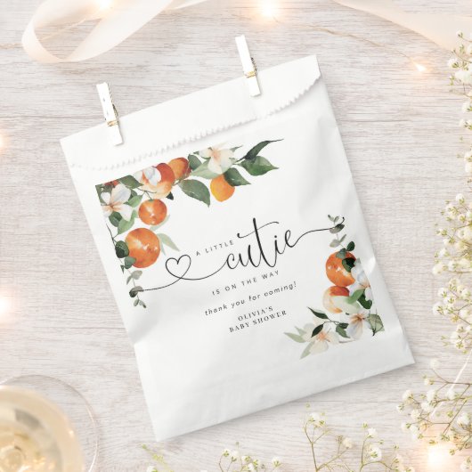 リトルかわいこちゃん柑橘系ベビーシャワー フェイバーバッグ (クリップ留めされた状態)