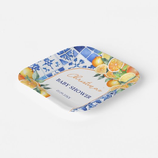 リトルかわいこちゃん柑橘系ベビーシャワー ペーパープレート (傾斜あり)