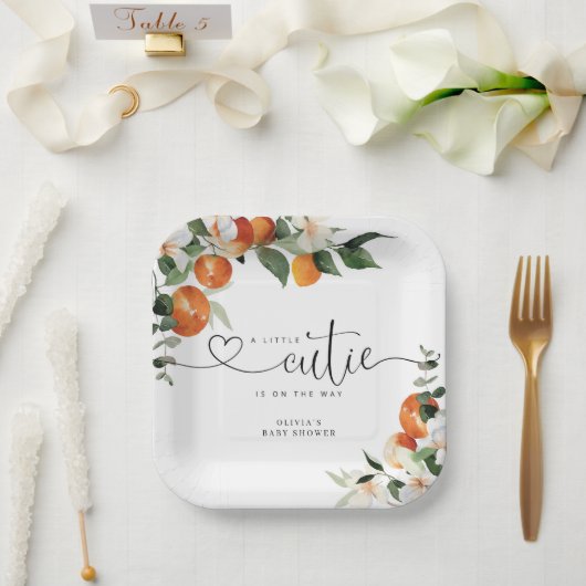リトルかわいこちゃん柑橘系ベビーシャワー ペーパープレート (ウェディング)