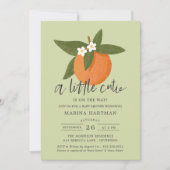 リトルかわいこちゃん柑橘類の花赤ちゃんシャワーグリーン 招待状 (正面)