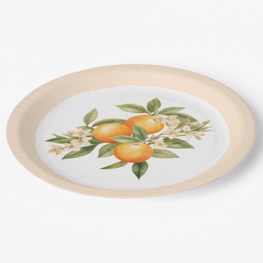 リトルかわいこちゃん柑橘類の誕生日パーティー ペーパープレート (アングル)