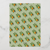 リトルかわいこちゃん柑橘類オレンジバスケットネイビーベビーシャワー 箔招待状 (裏面)