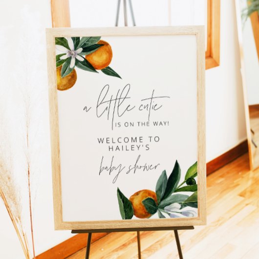 リトルかわいこちゃん柑橘類オレンジベビーシャワーウェルカム ポスター