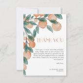 リトルかわいこちゃん柑橘類オレンジ緑葉ベビーシャワー サンキューカード (正面)