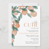 リトルかわいこちゃん柑橘類オレンジ緑葉ベビーシャワー 招待状 (正面)