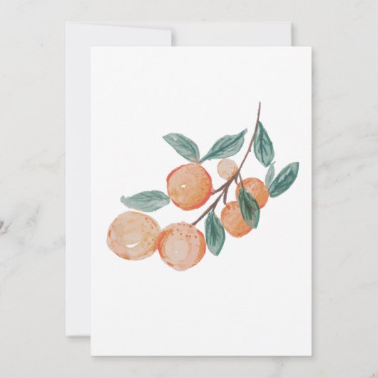 リトルかわいこちゃん柑橘類オレンジ緑葉ベビーシャワー 招待状 (裏面)