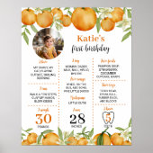 リトルかわいこちゃん柑橘類1stバースデーマイルストーンサイン ポスター (正面)