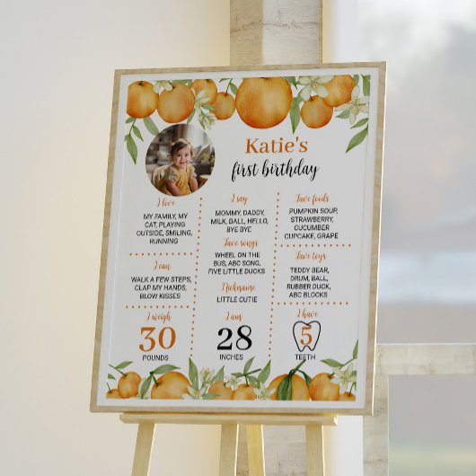リトルかわいこちゃん柑橘類1stバースデーマイルストーンサイン ポスター