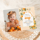 リトルかわいこちゃん柑橘類1st誕生日ガールフォト 招待状