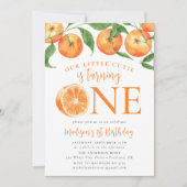 リトルかわいこちゃん水彩オレンジ1st誕生日 招待状 (正面)