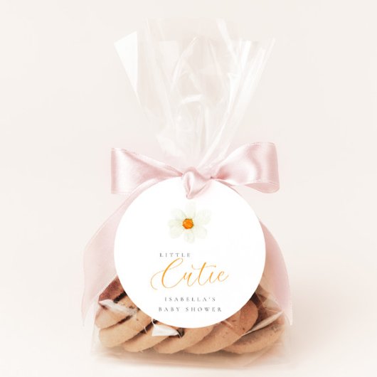 リトルかわいこちゃん水彩デイジーガールベビーシャワー フェイバータグ