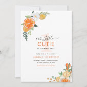 リトルかわいこちゃん水彩柑橘類フローラ1st誕生日 招待状 (正面)