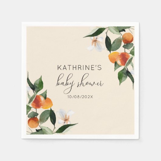 リトルかわいこちゃん水色かんきつ類ベビーシャワー スタンダードカクテルナプキン (正面)