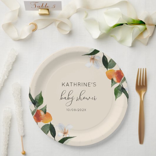 リトルかわいこちゃん水色かんきつ類ベビーシャワー ペーパープレート (ウェディング)