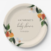 リトルかわいこちゃん水色かんきつ類ベビーシャワー ペーパープレート (正面)