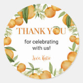 リトルかわいこちゃん水色ステッカーラベル誕生日 ラウンドシール (正面)