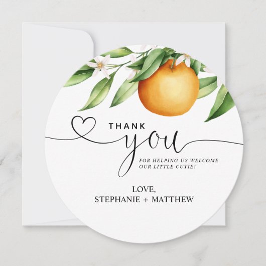 リトルかわいこちゃん水色ベビーシャワーサンキューカード サンキューカード (正面)