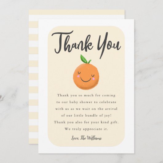 リトルかわいこちゃん男女兼用ベイビーシャワー サンキューカード (正面/裏面)