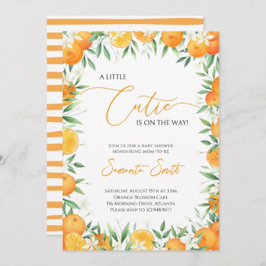 リトルかわいこちゃん男女兼用ベビーシャワー招待状 招待状 (正面/裏面)