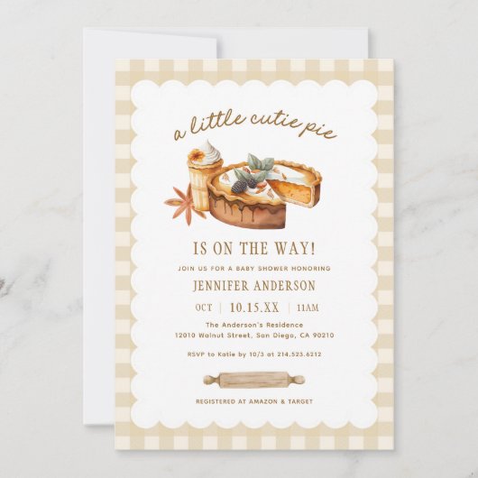 リトルかわいこちゃん秋パンプキンパイベイビーシャワー 招待状 (正面)
