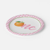 リトルかわいこちゃん第1誕生日プレート- Pk Plaid ペーパープレート (アングル)