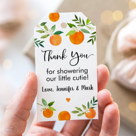 リトルかわいこちゃん緑のフローラベビーシャワー ギフトタグ