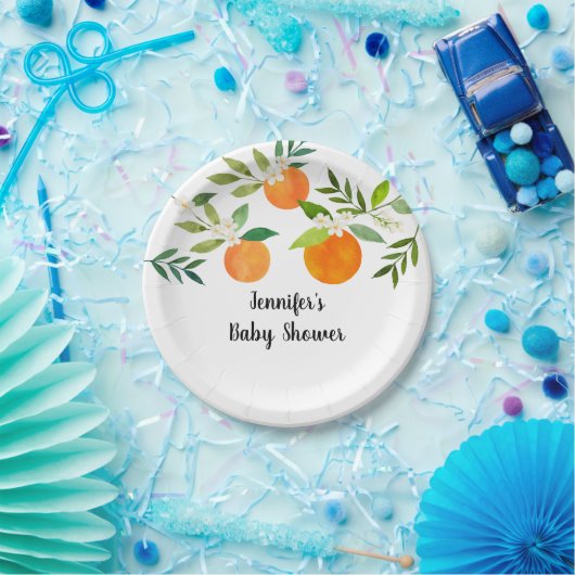 リトルかわいこちゃん緑のフローラベビーシャワー ペーパープレート (パーティー)